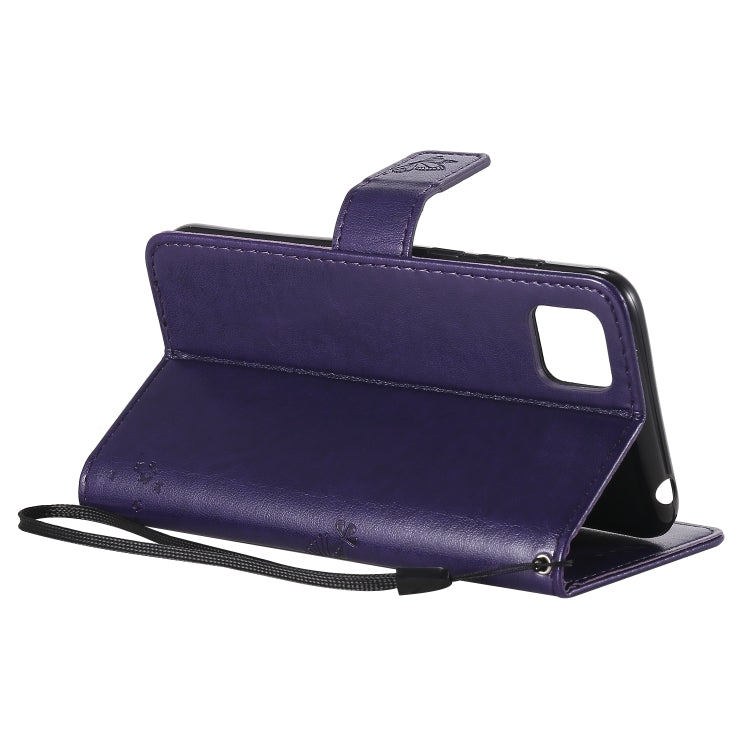 For Huawei Y5p Tree & Cat Embossed Pattern Horizontal Flip Leather Case with Holder & Card Slots & Wallet & Lanyard