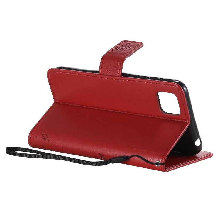 For Huawei Y5p Tree & Cat Embossed Pattern Horizontal Flip Leather Case with Holder & Card Slots & Wallet & Lanyard