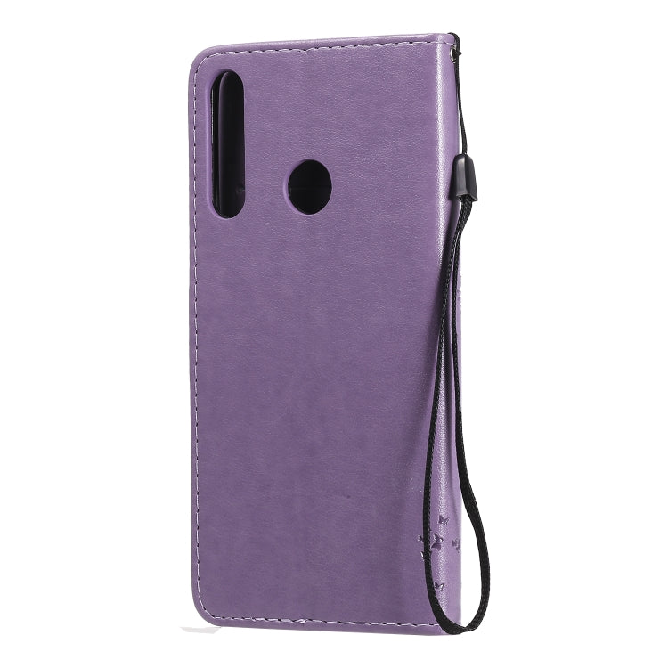 For Huawei Y6p Tree & Cat Embossed Pattern Horizontal Flip Leather Case with Holder & Card Slots & Wallet & Lanyard