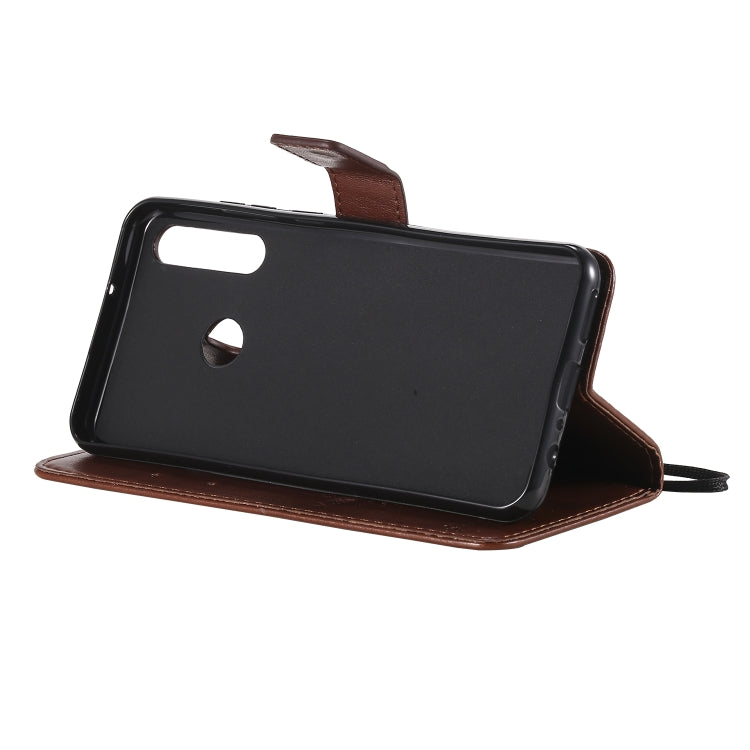 For Huawei Y6p Tree & Cat Embossed Pattern Horizontal Flip Leather Case with Holder & Card Slots & Wallet & Lanyard