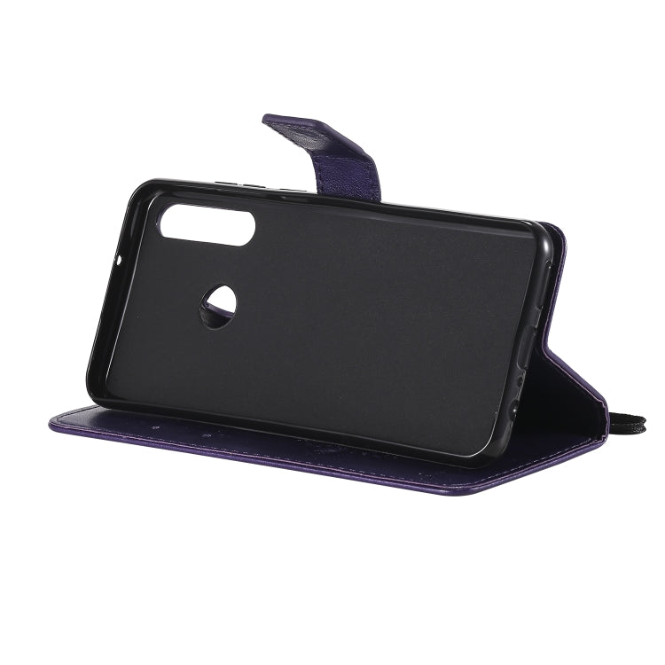 For Huawei Y6p Tree & Cat Embossed Pattern Horizontal Flip Leather Case with Holder & Card Slots & Wallet & Lanyard