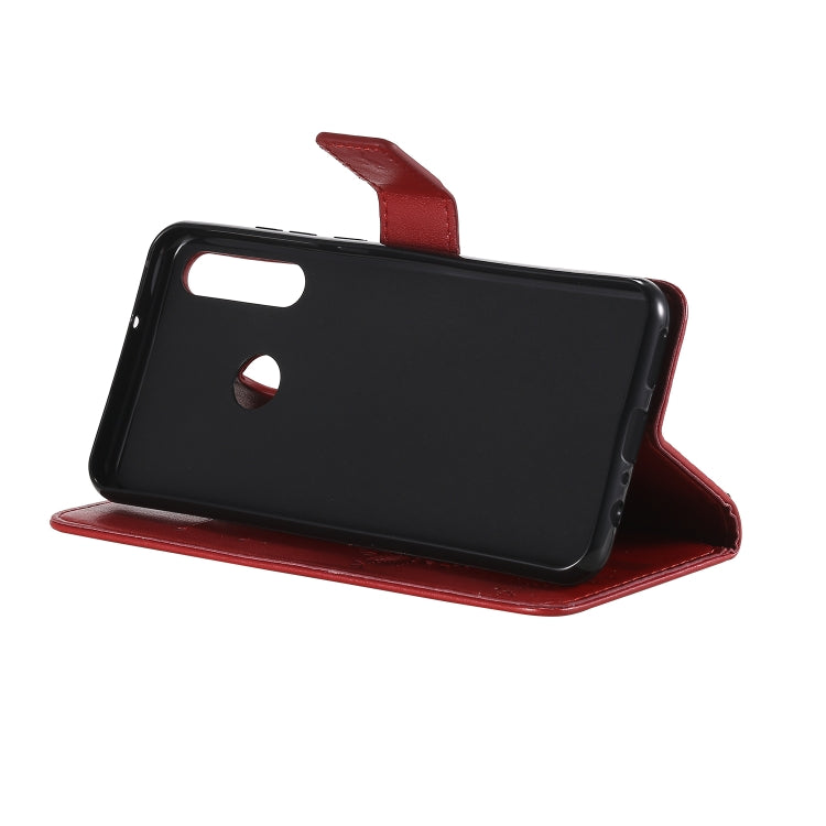 For Huawei Y6p Tree & Cat Embossed Pattern Horizontal Flip Leather Case with Holder & Card Slots & Wallet & Lanyard