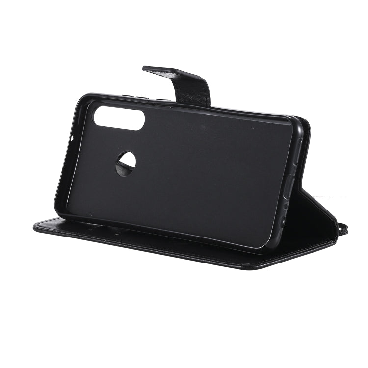 For Huawei Y6p Tree & Cat Embossed Pattern Horizontal Flip Leather Case with Holder & Card Slots & Wallet & Lanyard