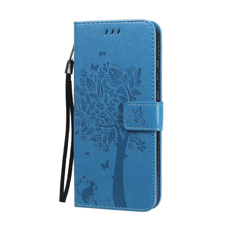 For Huawei Honor 9A Tree & Cat Embossed Pattern Horizontal Flip Leather Case with Holder & Card Slots & Wallet & Lanyard