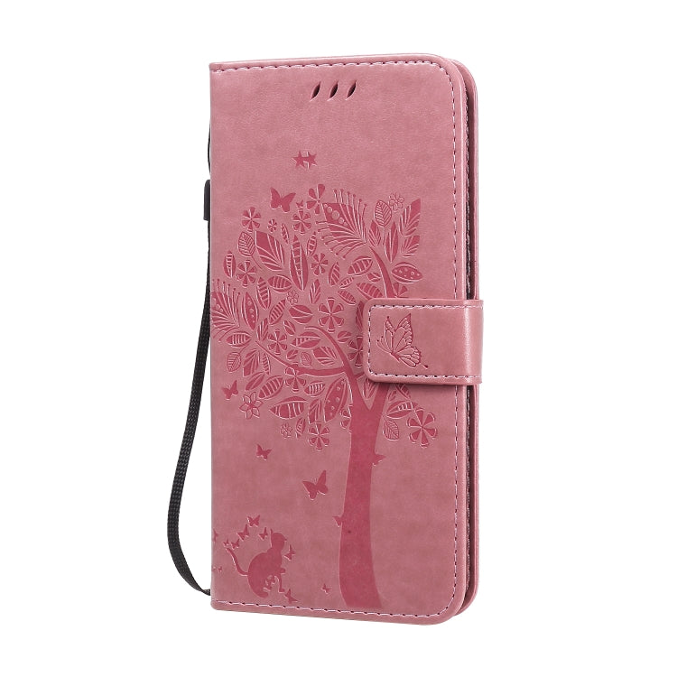 For Huawei Honor 9A Tree & Cat Embossed Pattern Horizontal Flip Leather Case with Holder & Card Slots & Wallet & Lanyard