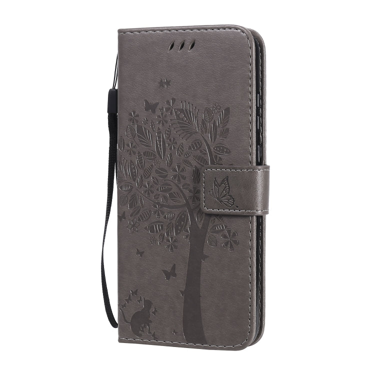 For Huawei Honor 9A Tree & Cat Embossed Pattern Horizontal Flip Leather Case with Holder & Card Slots & Wallet & Lanyard