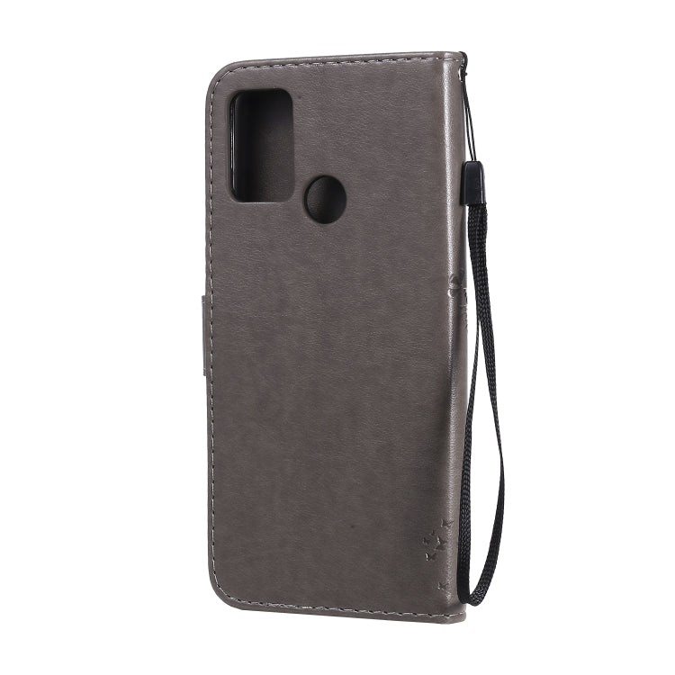 For Huawei Honor 9A Tree & Cat Embossed Pattern Horizontal Flip Leather Case with Holder & Card Slots & Wallet & Lanyard
