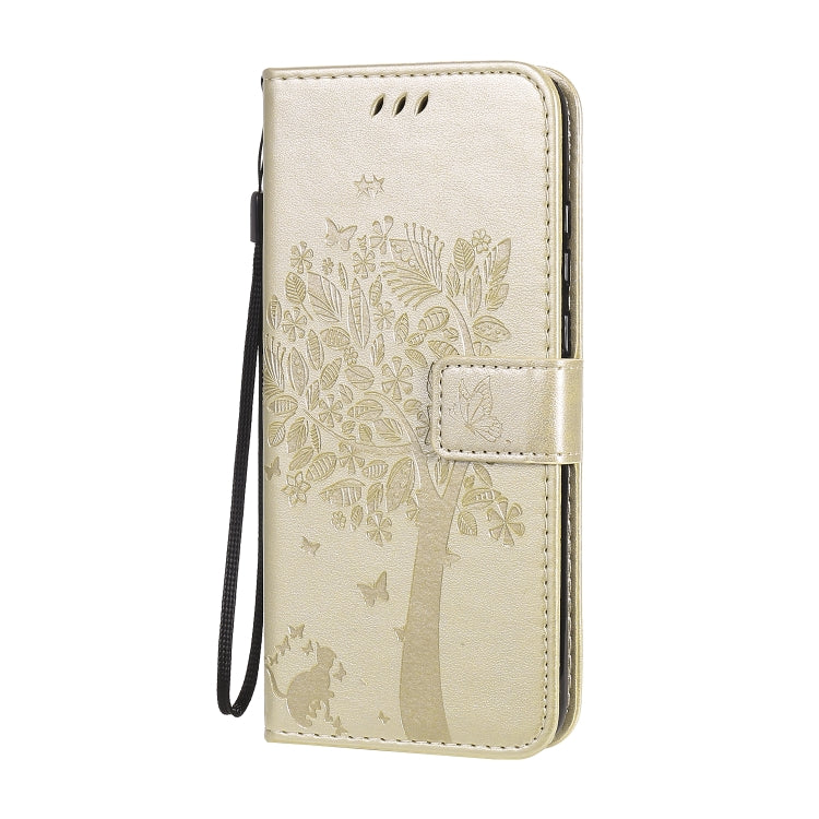 For Huawei Honor 9A Tree & Cat Embossed Pattern Horizontal Flip Leather Case with Holder & Card Slots & Wallet & Lanyard
