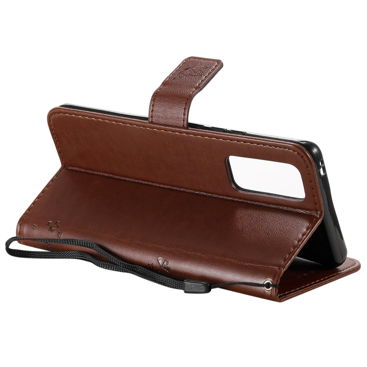 For Huawei Honor 30 Pro Tree & Cat Embossed Pattern Horizontal Flip Leather Case with Holder & Card Slots & Wallet & Lanyard