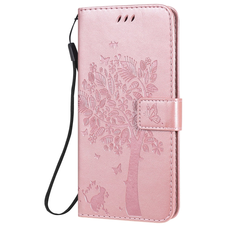 For Huawei Honor 30 Pro Tree & Cat Embossed Pattern Horizontal Flip Leather Case with Holder & Card Slots & Wallet & Lanyard