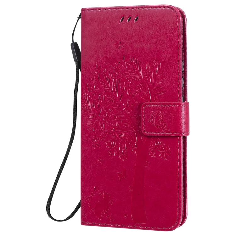 For Huawei Honor 30 Pro Tree & Cat Embossed Pattern Horizontal Flip Leather Case with Holder & Card Slots & Wallet & Lanyard