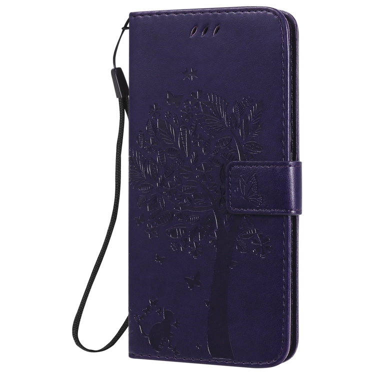 For Huawei Honor 30 Pro Tree & Cat Embossed Pattern Horizontal Flip Leather Case with Holder & Card Slots & Wallet & Lanyard