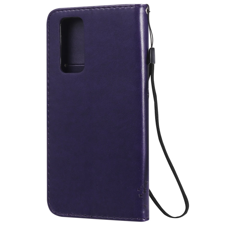 For Huawei Honor 30 Pro Tree & Cat Embossed Pattern Horizontal Flip Leather Case with Holder & Card Slots & Wallet & Lanyard