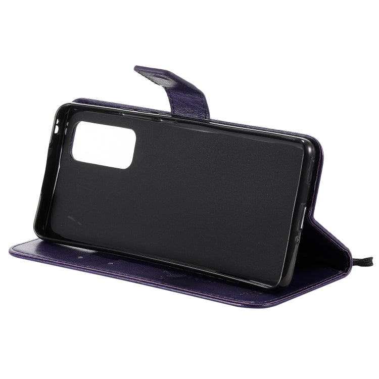 For Huawei Honor 30 Pro Tree & Cat Embossed Pattern Horizontal Flip Leather Case with Holder & Card Slots & Wallet & Lanyard