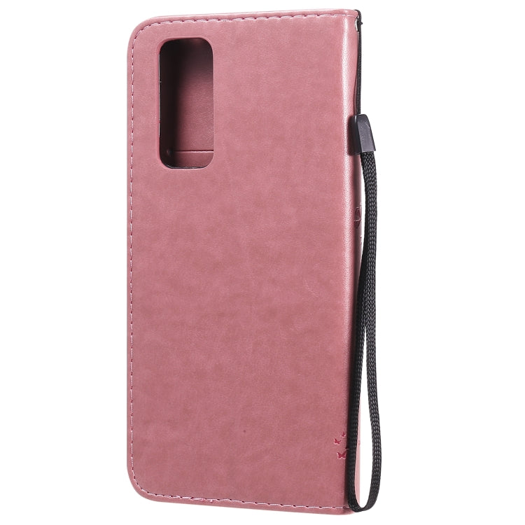 For Huawei Honor 30 Pro Tree & Cat Embossed Pattern Horizontal Flip Leather Case with Holder & Card Slots & Wallet & Lanyard