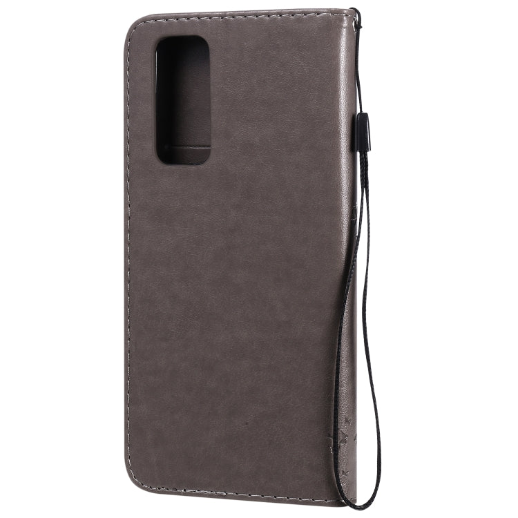 For Huawei Honor 30 Pro Tree & Cat Embossed Pattern Horizontal Flip Leather Case with Holder & Card Slots & Wallet & Lanyard