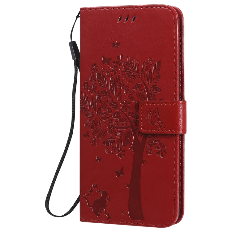 For Huawei Honor 30 Pro Tree & Cat Embossed Pattern Horizontal Flip Leather Case with Holder & Card Slots & Wallet & Lanyard