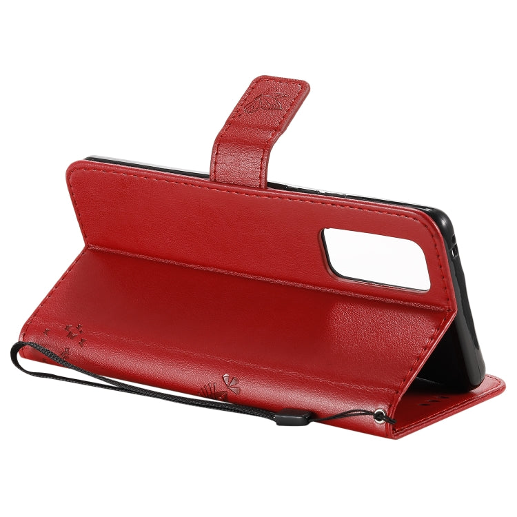 For Huawei Honor 30 Pro Tree & Cat Embossed Pattern Horizontal Flip Leather Case with Holder & Card Slots & Wallet & Lanyard