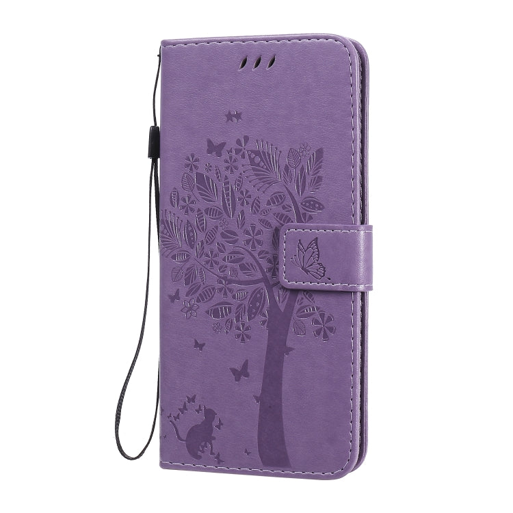 For Huawei Honor 30 Tree & Cat Embossed Pattern Horizontal Flip Leather Case with Holder & Card Slots & Wallet & Lanyard
