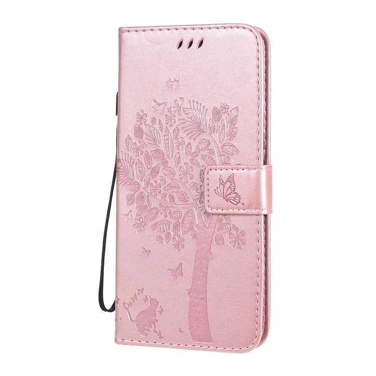 For Huawei Honor 30 Tree & Cat Embossed Pattern Horizontal Flip Leather Case with Holder & Card Slots & Wallet & Lanyard