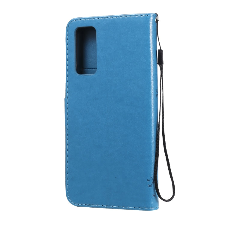 For Huawei Honor 30 Tree & Cat Embossed Pattern Horizontal Flip Leather Case with Holder & Card Slots & Wallet & Lanyard