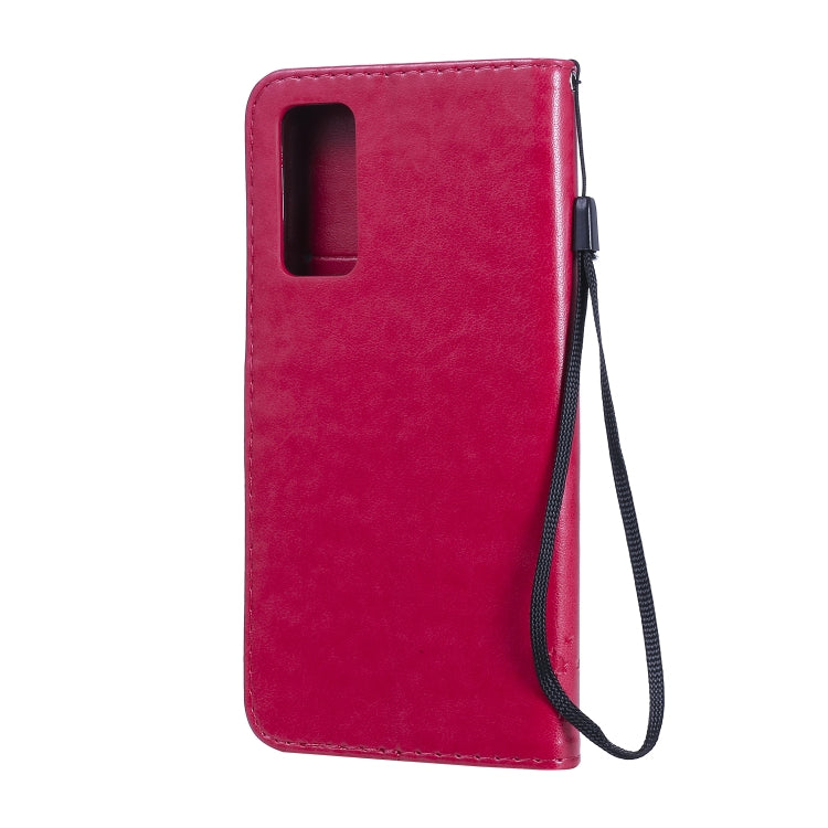 For Huawei Honor 30 Tree & Cat Embossed Pattern Horizontal Flip Leather Case with Holder & Card Slots & Wallet & Lanyard