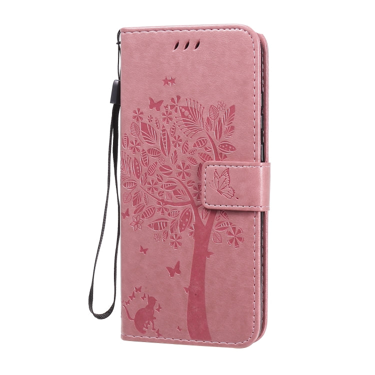 For Huawei Honor 30 Tree & Cat Embossed Pattern Horizontal Flip Leather Case with Holder & Card Slots & Wallet & Lanyard