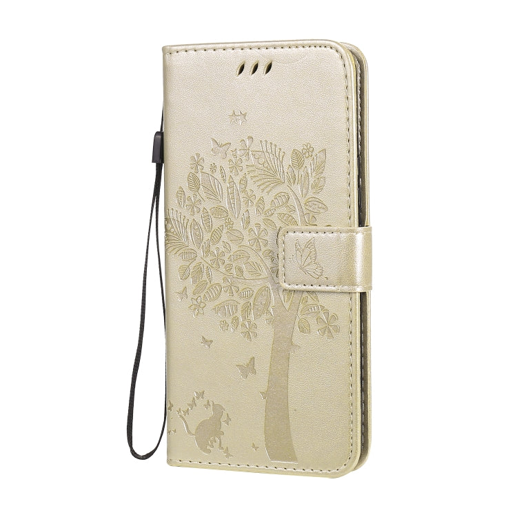 For Huawei Honor 30 Tree & Cat Embossed Pattern Horizontal Flip Leather Case with Holder & Card Slots & Wallet & Lanyard