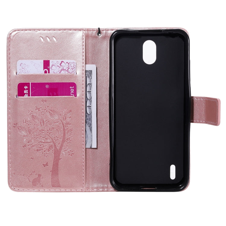 For Nokia 1.3 Tree & Cat Embossed Pattern Horizontal Flip Leather Case with Holder & Card Slots & Wallet & Lanyard