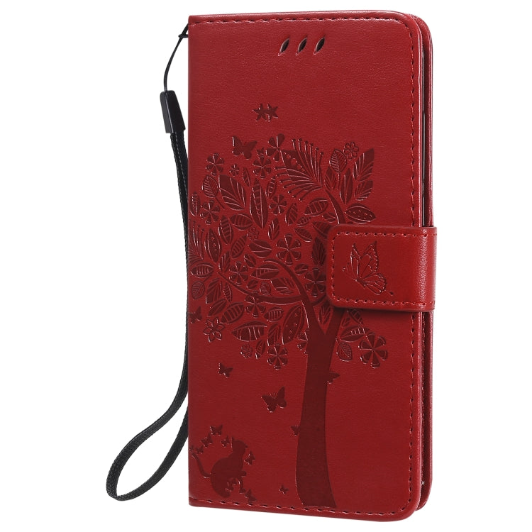 For Nokia 1.3 Tree & Cat Embossed Pattern Horizontal Flip Leather Case with Holder & Card Slots & Wallet & Lanyard