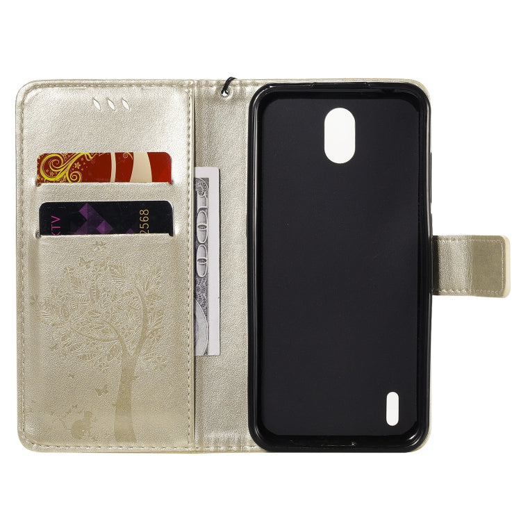 For Nokia 1.3 Tree & Cat Embossed Pattern Horizontal Flip Leather Case with Holder & Card Slots & Wallet & Lanyard