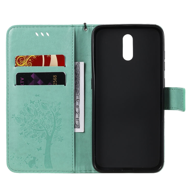 For Nokia 2.3 Tree & Cat Embossed Pattern Horizontal Flip Leather Case with Holder & Card Slots & Wallet & Lanyard