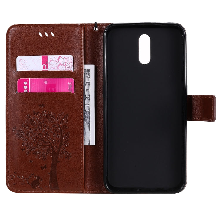 For Nokia 2.3 Tree & Cat Embossed Pattern Horizontal Flip Leather Case with Holder & Card Slots & Wallet & Lanyard