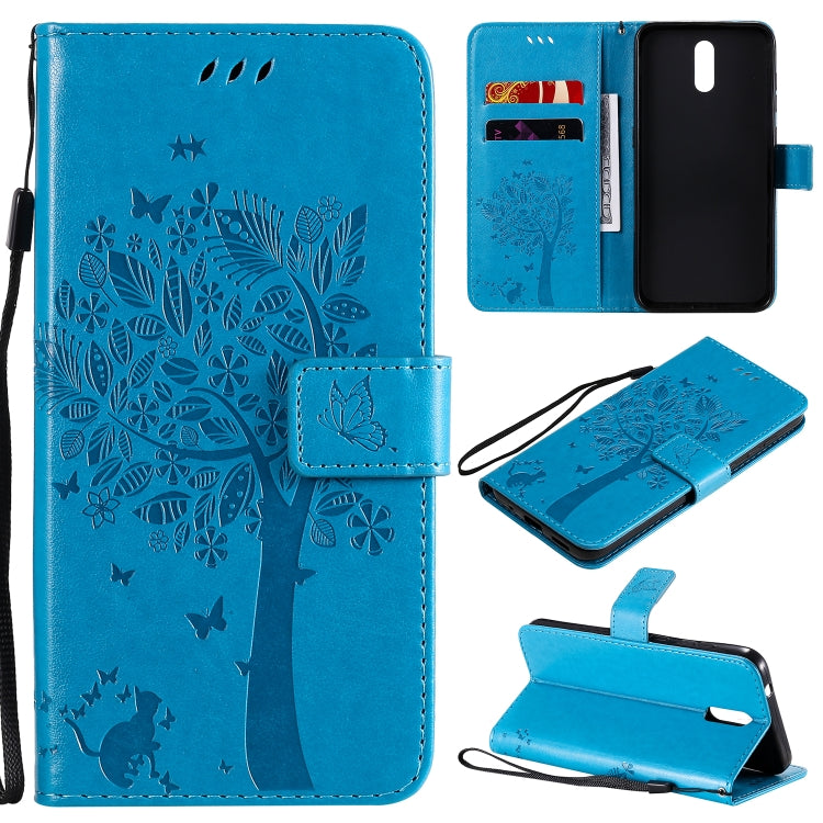 For Nokia 2.3 Tree & Cat Embossed Pattern Horizontal Flip Leather Case with Holder & Card Slots & Wallet & Lanyard