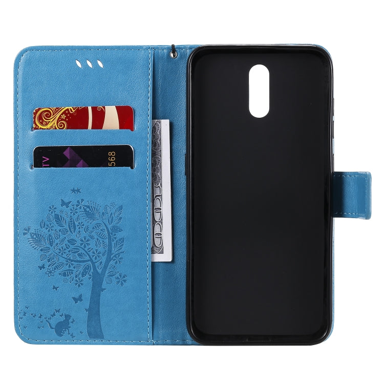 For Nokia 2.3 Tree & Cat Embossed Pattern Horizontal Flip Leather Case with Holder & Card Slots & Wallet & Lanyard