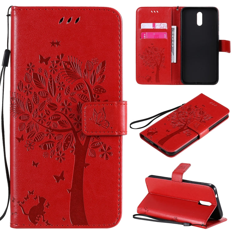 For Nokia 2.3 Tree & Cat Embossed Pattern Horizontal Flip Leather Case with Holder & Card Slots & Wallet & Lanyard