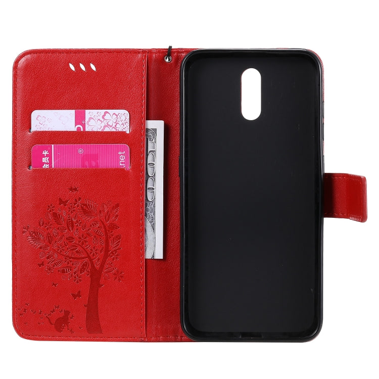 For Nokia 2.3 Tree & Cat Embossed Pattern Horizontal Flip Leather Case with Holder & Card Slots & Wallet & Lanyard