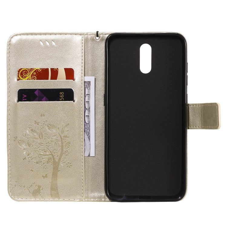 For Nokia 2.3 Tree & Cat Embossed Pattern Horizontal Flip Leather Case with Holder & Card Slots & Wallet & Lanyard