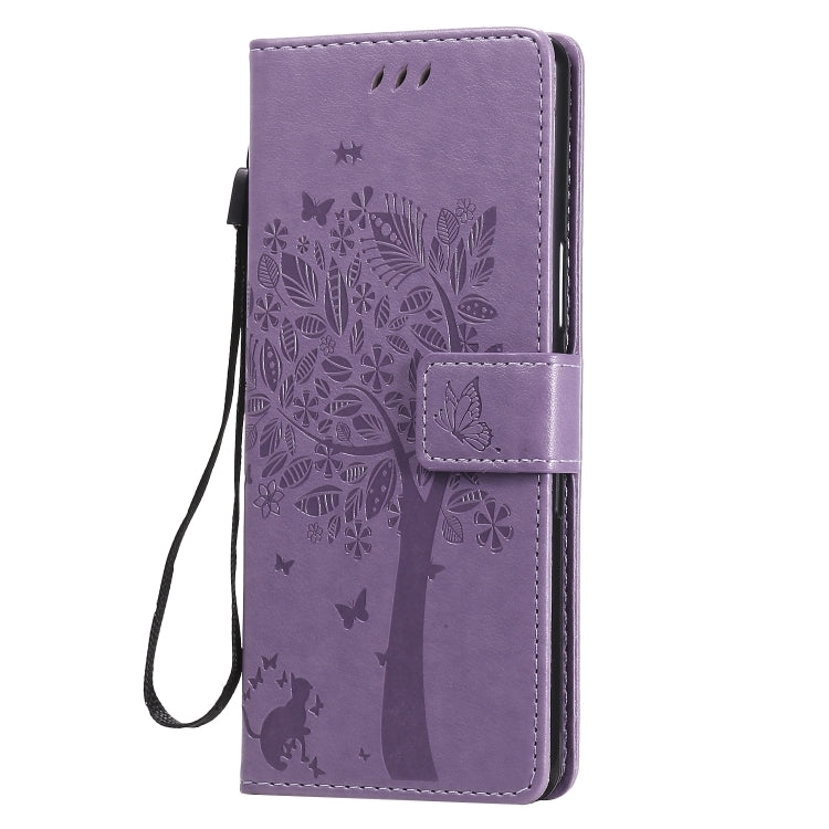For Sony Xperia L4 Tree & Cat Embossed Pattern Horizontal Flip Leather Case with Holder & Card Slots & Wallet & Lanyard