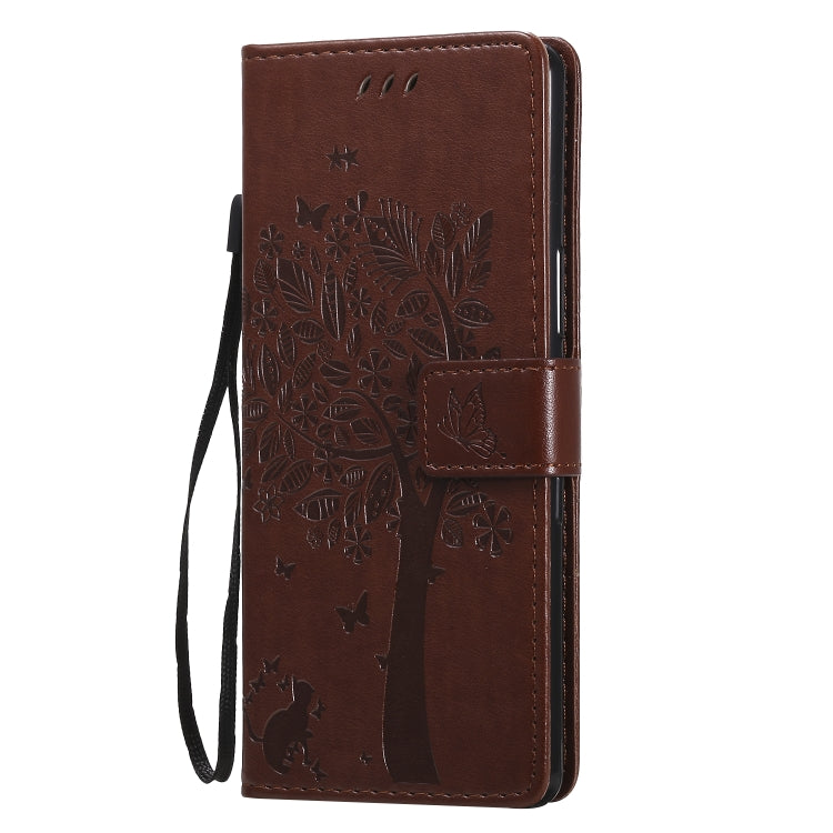 For Sony Xperia L4 Tree & Cat Embossed Pattern Horizontal Flip Leather Case with Holder & Card Slots & Wallet & Lanyard