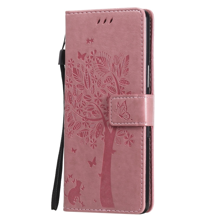 For Sony Xperia L4 Tree & Cat Embossed Pattern Horizontal Flip Leather Case with Holder & Card Slots & Wallet & Lanyard