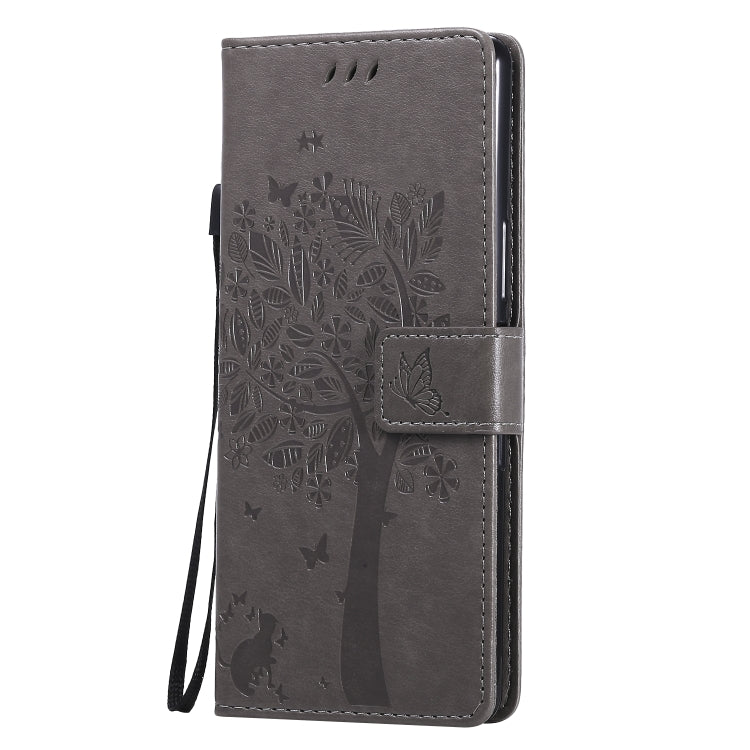For Sony Xperia L4 Tree & Cat Embossed Pattern Horizontal Flip Leather Case with Holder & Card Slots & Wallet & Lanyard