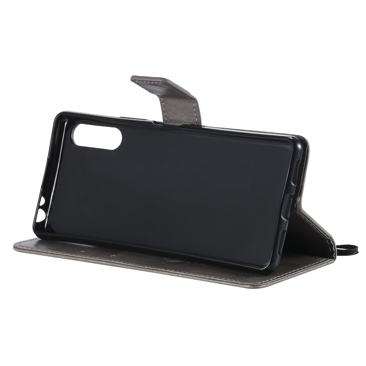 For Sony Xperia L4 Tree & Cat Embossed Pattern Horizontal Flip Leather Case with Holder & Card Slots & Wallet & Lanyard