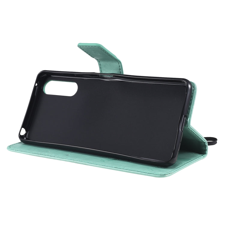 For Sony Xperia 10 II Tree & Cat Embossed Pattern Horizontal Flip Leather Case with Holder & Card Slots & Wallet & Lanyard