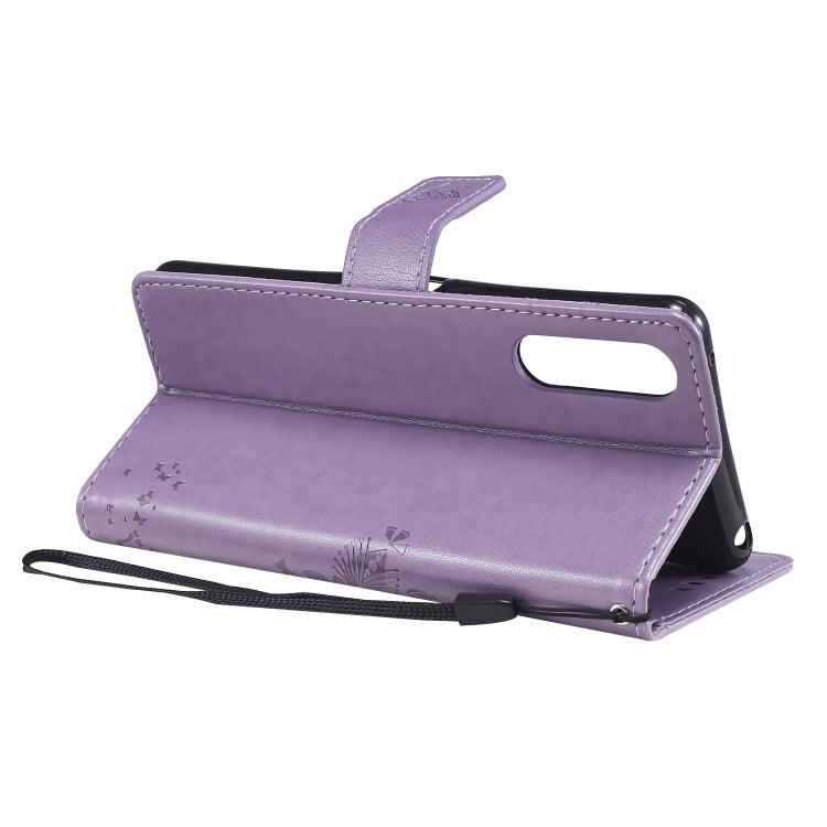 For Sony Xperia 10 II Tree & Cat Embossed Pattern Horizontal Flip Leather Case with Holder & Card Slots & Wallet & Lanyard