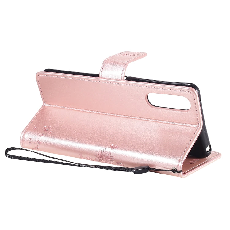 For Sony Xperia 10 II Tree & Cat Embossed Pattern Horizontal Flip Leather Case with Holder & Card Slots & Wallet & Lanyard