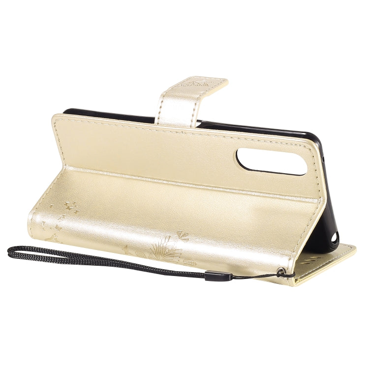 For Sony Xperia 10 II Tree & Cat Embossed Pattern Horizontal Flip Leather Case with Holder & Card Slots & Wallet & Lanyard