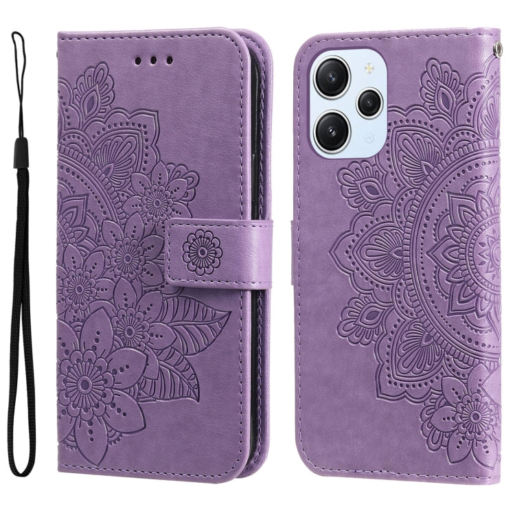 For Xiaomi Redmi 12 4G 7-petal Flowers Embossing Leather Phone Case