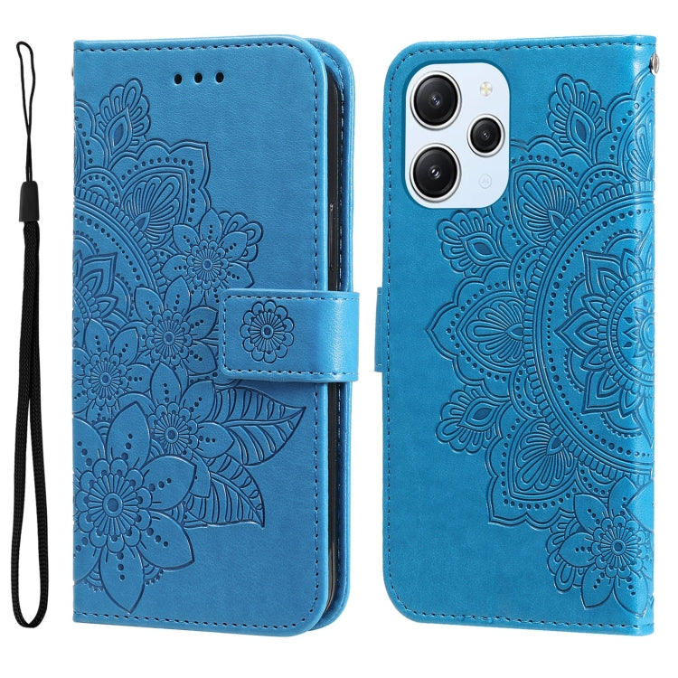 For Xiaomi Redmi 12 4G 7-petal Flowers Embossing Leather Phone Case