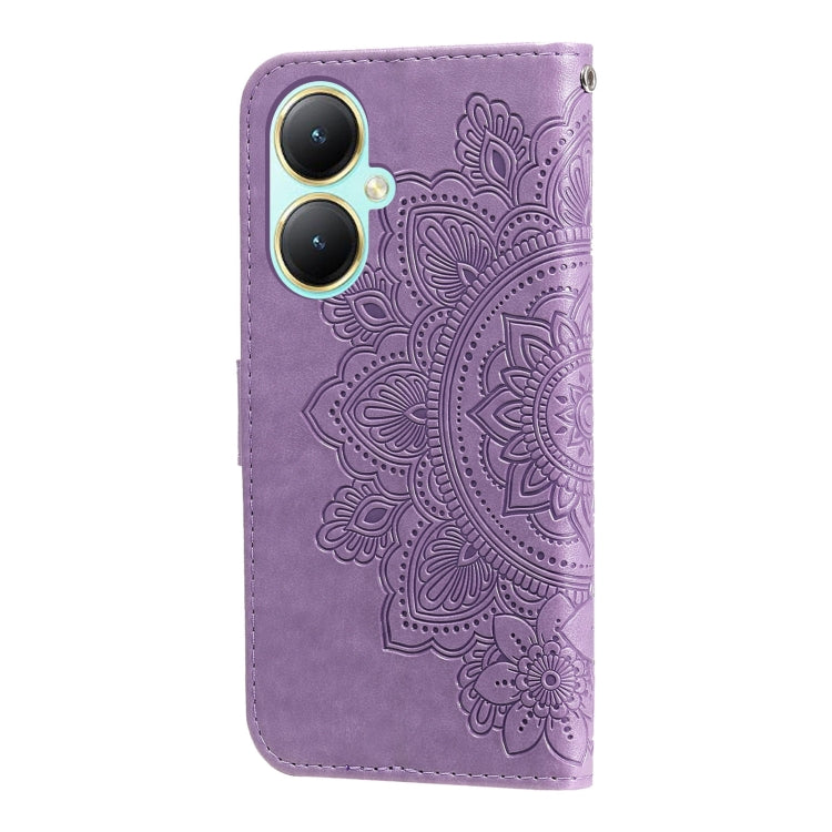 For vivo Y35+ 7-petal Flowers Embossing Leather Phone Case